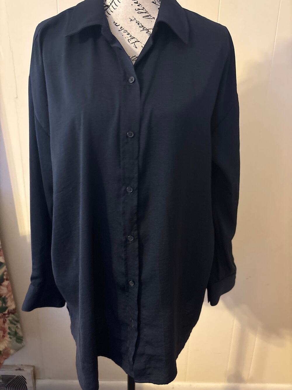 Banana Republic Midnight Blue Blouse Button Front Petite Large